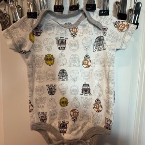 Star Wars White and Gray Bodysuit with Iconic Designs